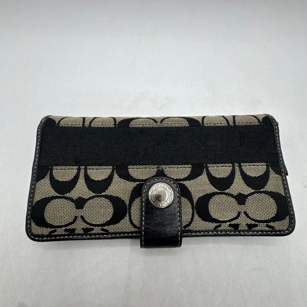 Coach F17434 Signature Stripe Hobo Satchel Purse Bag Black And Grey W/ Wallet